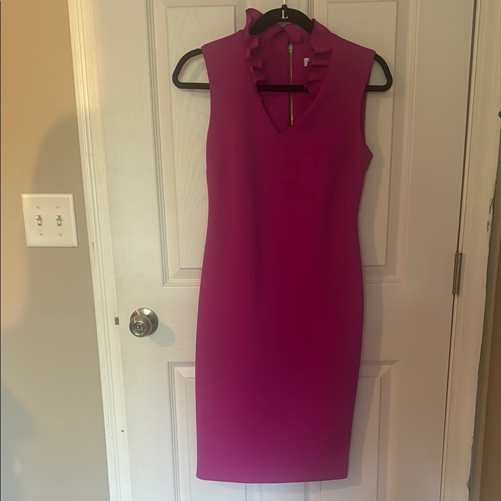 Calvin Klein Pink Sleeveless V-Neck Sheath Dress